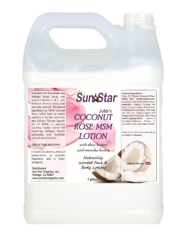 MSM Lotion - Coconut Rose Scented Moisturizing Cream, 1 Gallon for Skin Hydration & Pain Relief | Perfect for Massage, Dry Skin Care & Joint Therapy