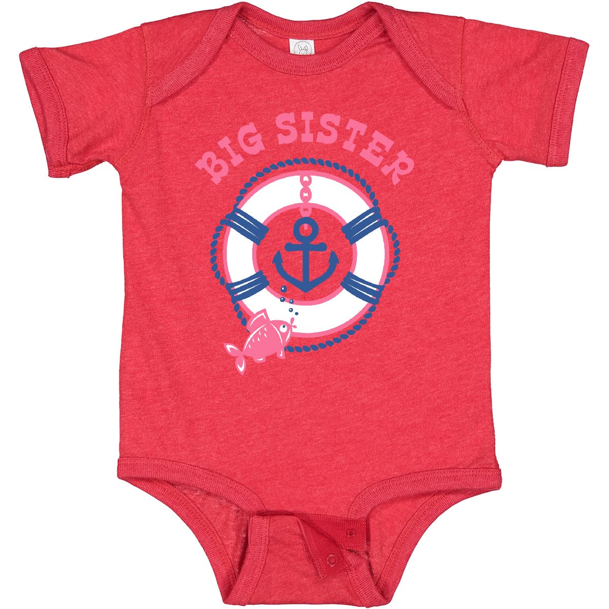 Inktastic Nautical Big Sister Baby Bodysuit - Cute Matching Outfit for Siblings, Newborn & Infant Onesie - Perfect for Family Photos, Baby Showers & Sibling Announcements