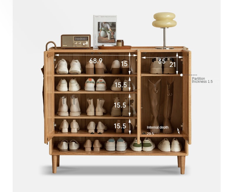 Solid Oak Wood Shoe Storage Cabinet with Bench - Entryway Shoe Organizer for Hallway, Living Room & Bedroom - Perfect for Changing Shoes & Organizing Footwear