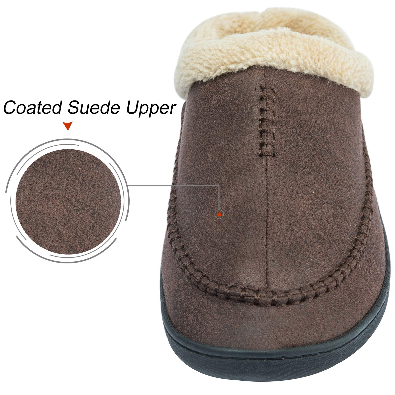 WOTTE Men's Moccasin Slippers - Soft Microsuede with Fleece Lining & Memory Foam - Comfortable Indoor/Outdoor House Shoes for Relaxing at Home, Walking the Dog, or Quick Errands