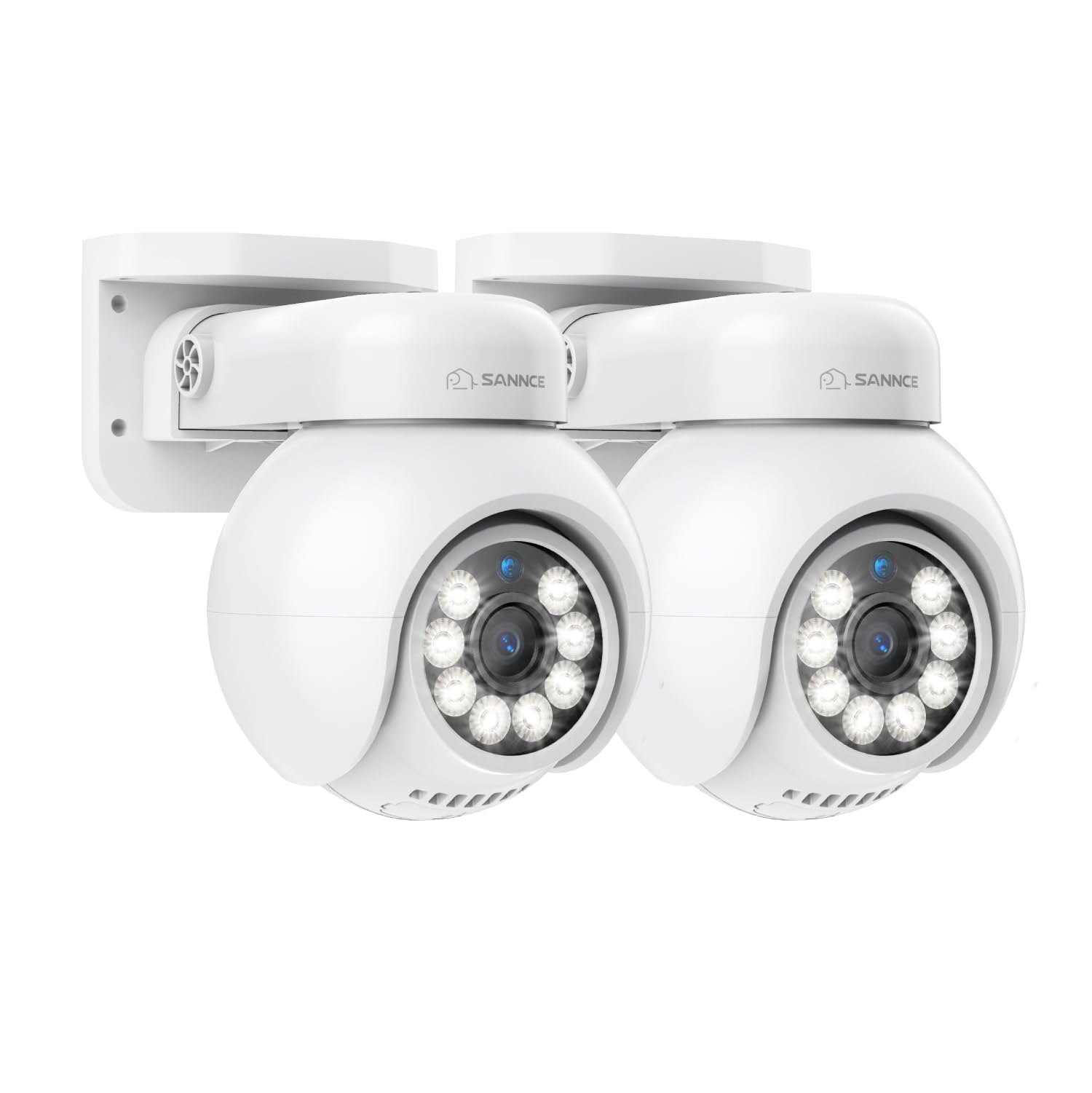 SANNCE 4K PoE Security Camera Outdoor 2 Pack - 8MP CCTV IP Surveillance System with 350° Pan & 90° Tilt, Human/Vehicle Detection, Two-Way Audio, Auto Tracking, Color Night Vision (No Adapter Included) - Ideal for Home Security, Business Monitoring & Outdoor Surveillance