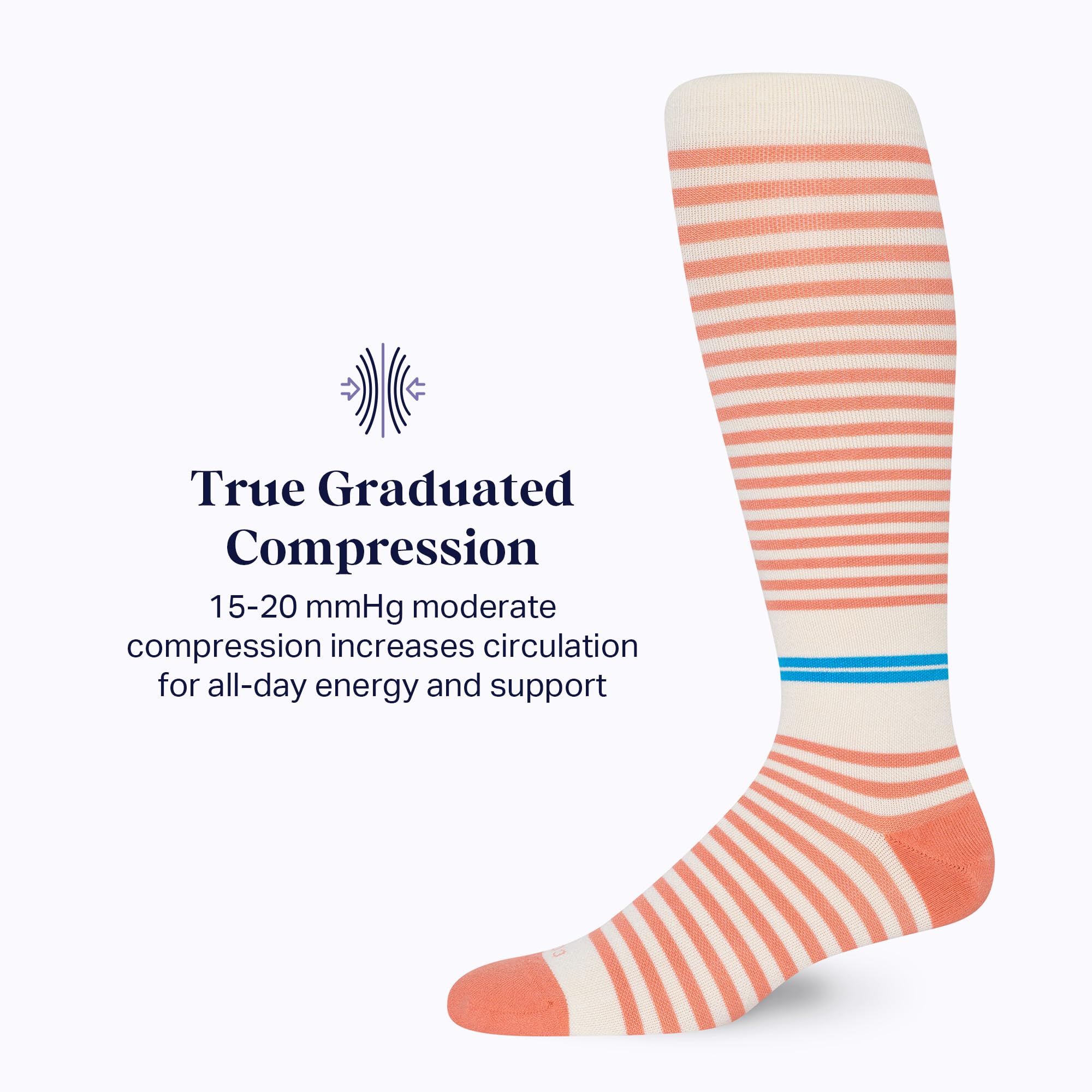 Comrad CloudCotton Knee High Compression Socks 15-20mmHg - Breathable Combed Cotton Support Socks for Women & Men - Perfect for Running, Travel & Circulation Support