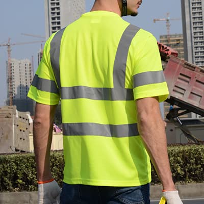 Men's Safety Work T-Shirts - Breathable Athletic Construction Shirts for Summer | Durable & Comfortable for Outdoor Jobs, Sports & Active Lifestyles