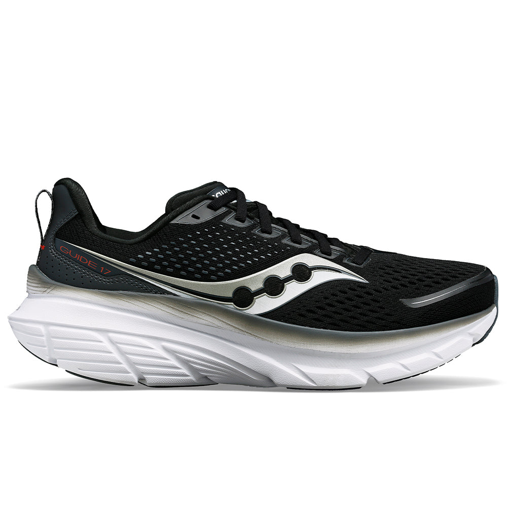 Saucony Guide 17 Running Shoes for Men - Black/Shadow - Size 7 D Medium - Lightweight Cushioned Sneakers for Road Running, Jogging & Gym Workouts