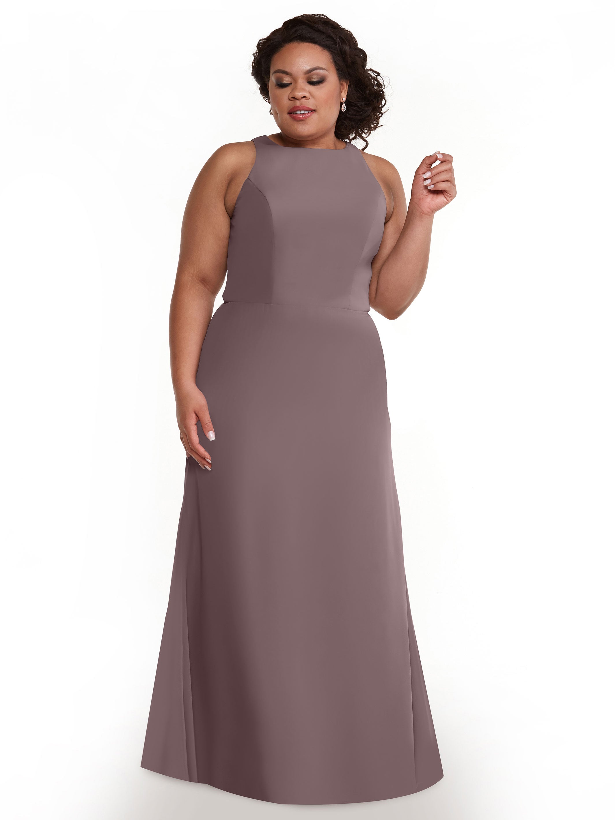 Elegant 80175 Chiffon A-Line Bridesmaid Dress with Plunging Halter Neckline - Perfect for Weddings, Formal Events & Special Occasions