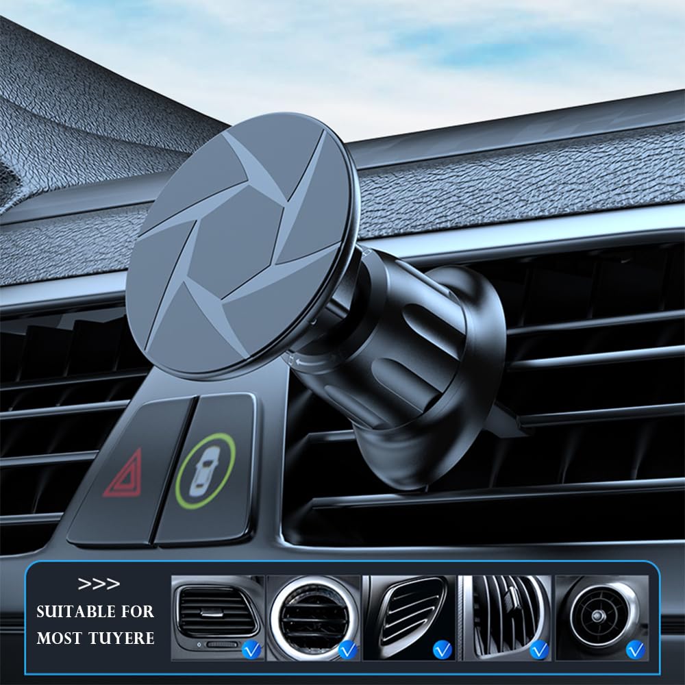 2023 Upgraded N52 Super Magnetic Car Phone Holder - 360° Rotatable Universal Vent Mount Compatible with MagSafe & All Smartphones - Perfect for Hands-Free Driving & GPS Navigation