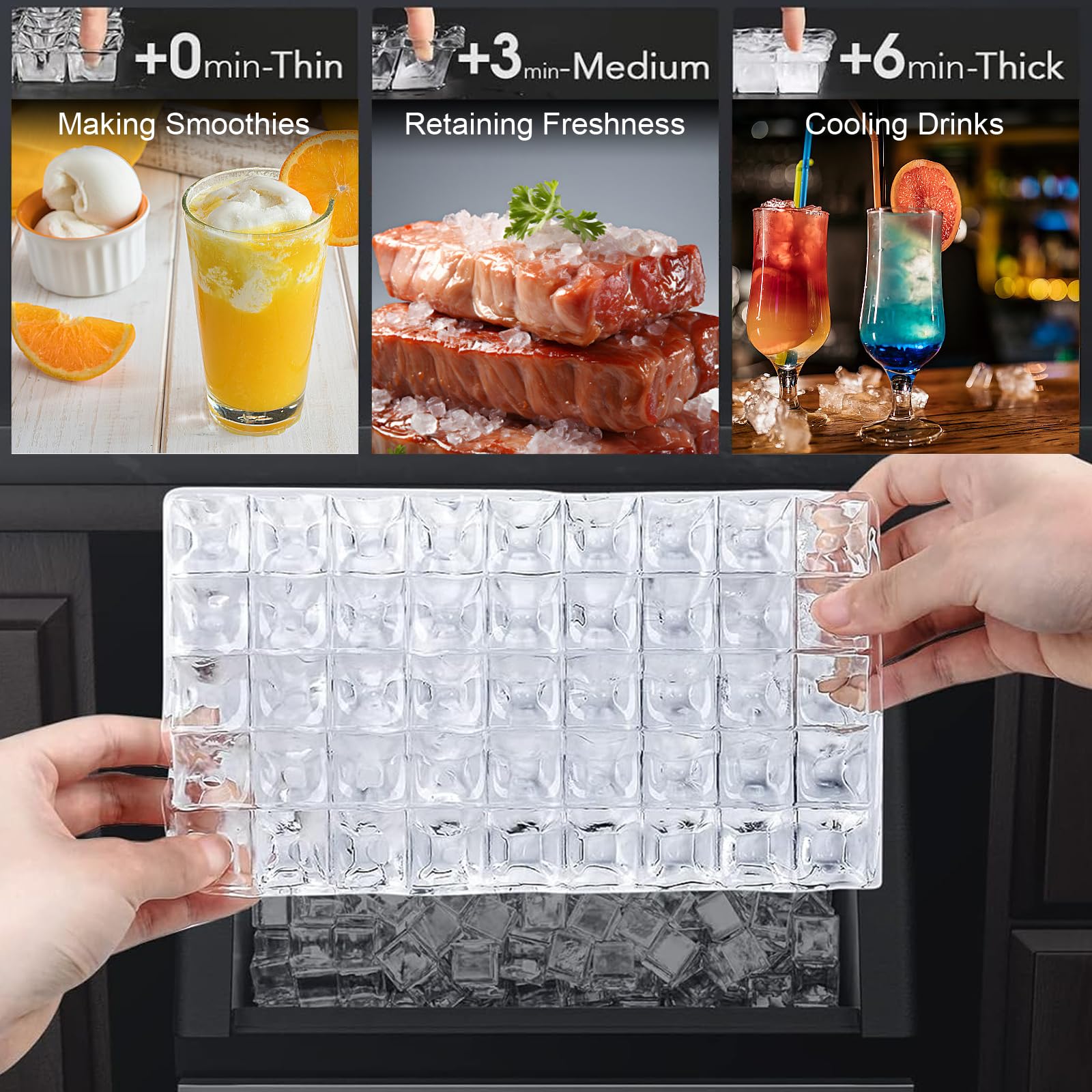 Winado 110LBS/24H Commercial Ice Maker Machine - Stainless Steel Freestanding Ice Maker with 24LBS Storage Bin & Auto Clean Function - Perfect for Home Kitchen, Restaurant, Bar, Hotel, Coffee Shop, and Store Use