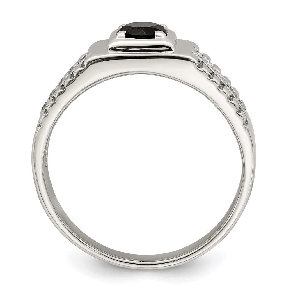 925 Sterling Silver Onyx & White Topaz Men's Ring - Elegant Fine Jewelry for Men, Perfect Gift for Him - Ideal for Weddings, Anniversaries & Special Occasions