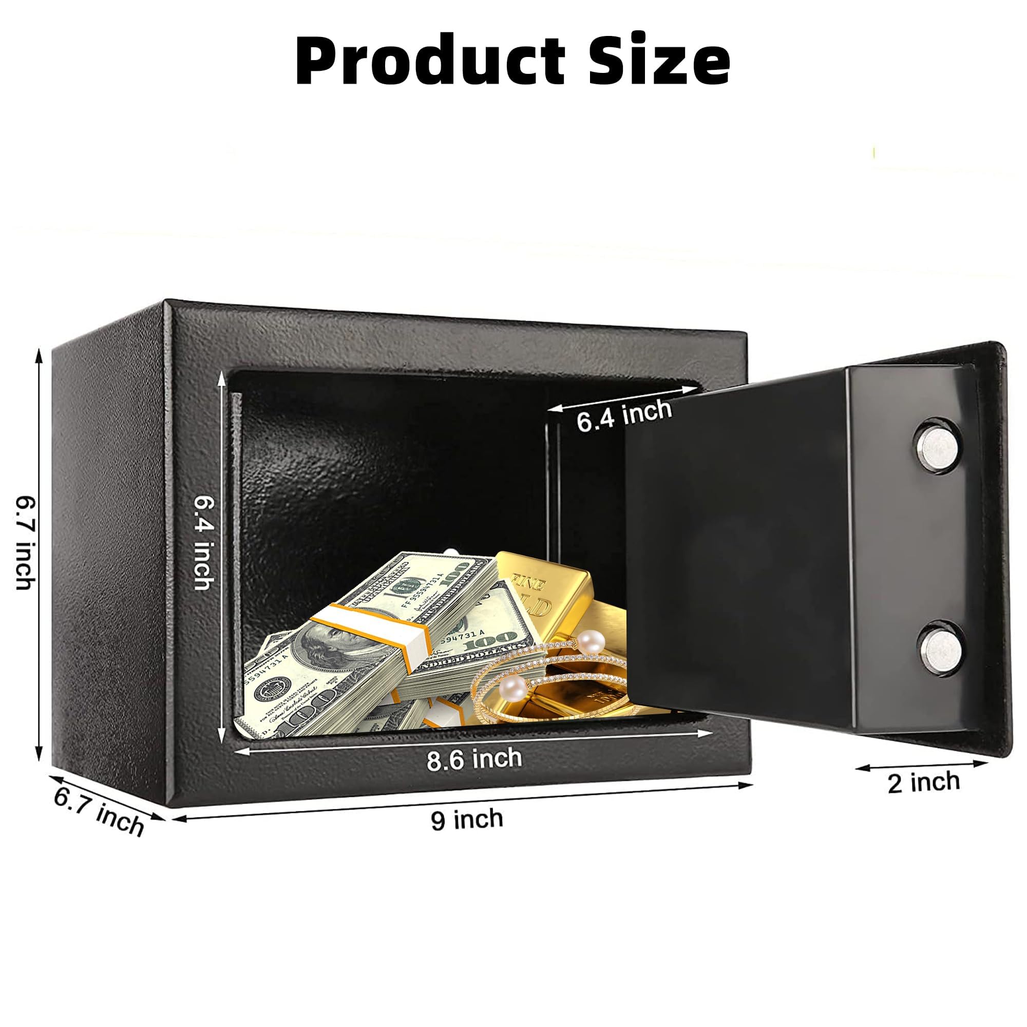 Digital Electronic Money Safe Box - 4.6L Alloy Steel Security Wall Safe with Smart Alarm System, High Security Compact Home Safe Cabinet | Fireproof & Theft Proof for Cash, Jewelry, Documents | Ideal for Bedroom, Office, Closet Storage