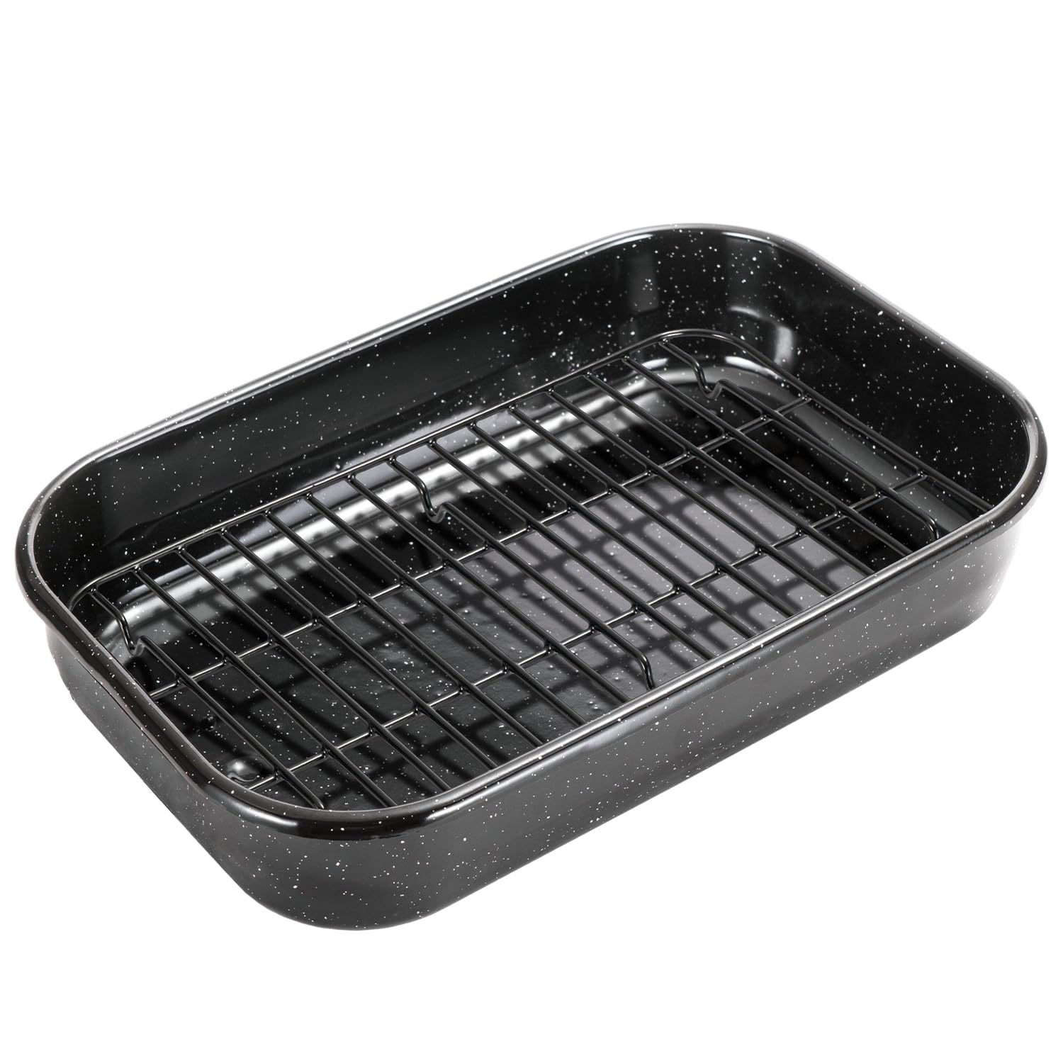 JY COOKMENT 16 x 11 Inch Large Roasting Pan with Rack - Heavy Duty Turkey Roaster Pot for Oven Baking (Up to 20lbs) - Perfect for Thanksgiving, Christmas, and Holiday Family Dinners