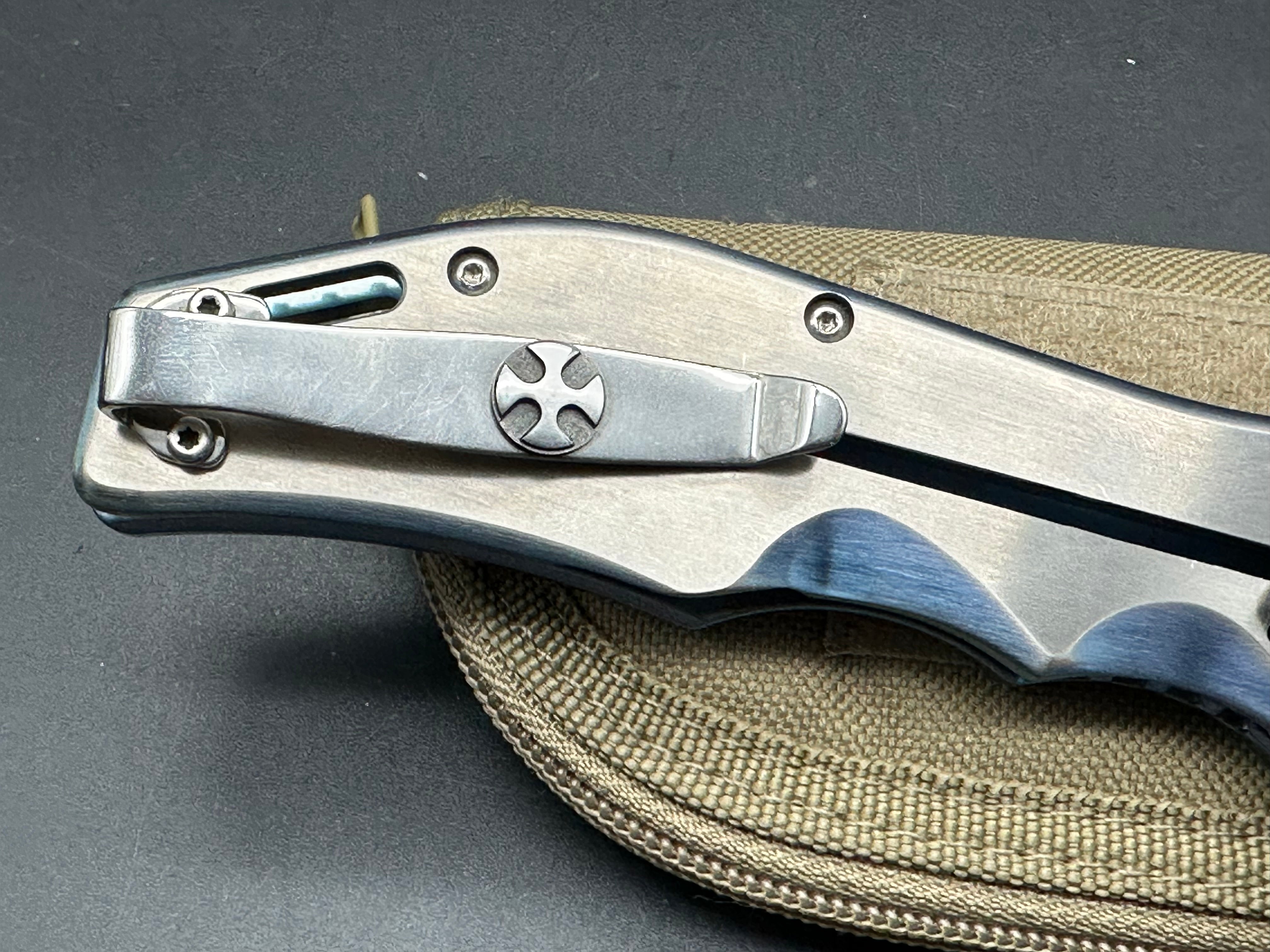 Darrel Ralph Custom Gunhammer Knife - Handcrafted Milled Damascus Steel Blade with Anodized Titanium Handle & Damascus Inlay | Tactical EDC, Outdoor Survival, Hunting, and Collector's Knife