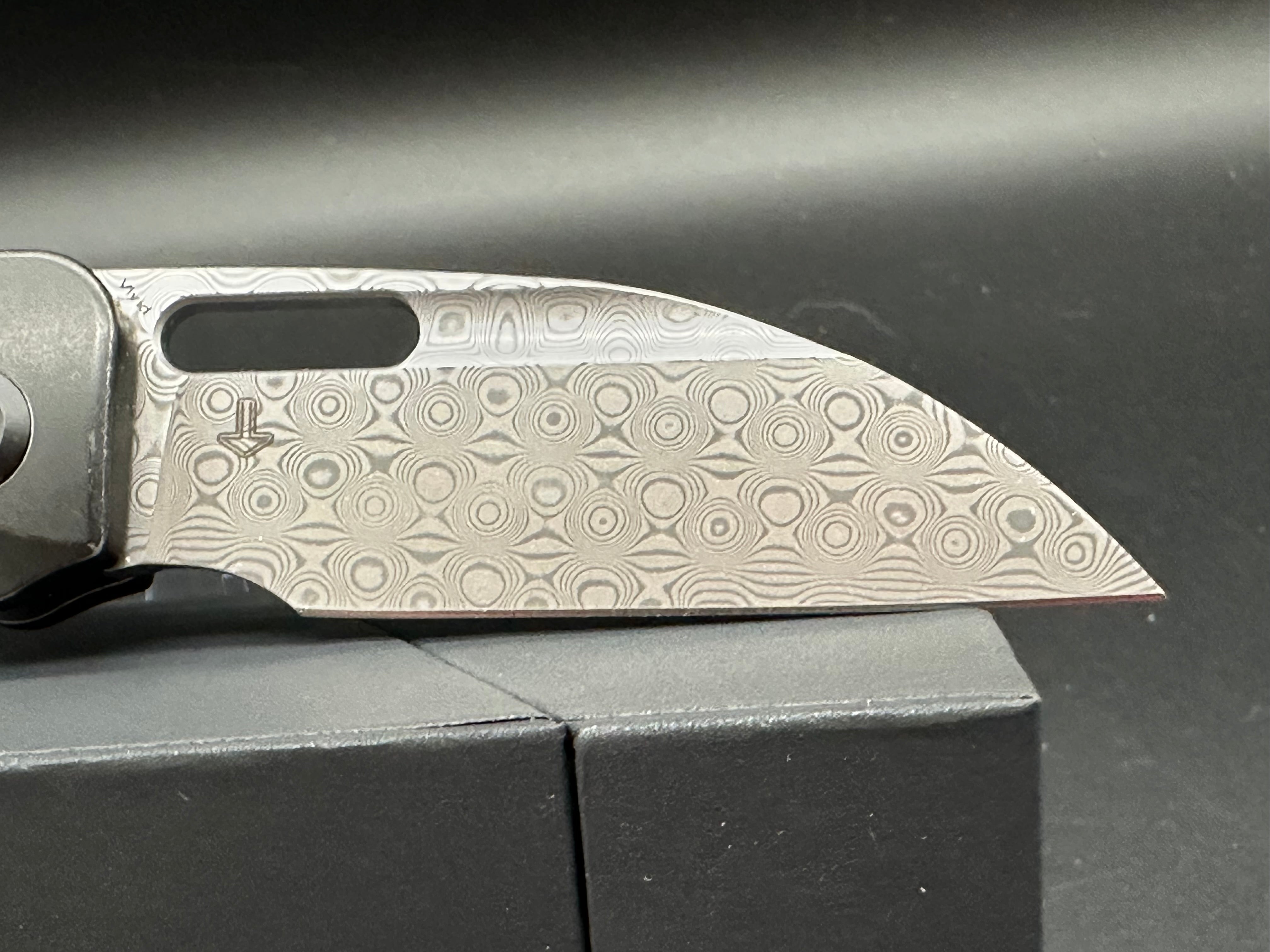 KANSEPT VIVID Blackwash Titanium & Rose Carbon Fiber Handle Damascus Plain Edge Folding Knife - EDC, Outdoor Survival, Camping & Tactical Use
