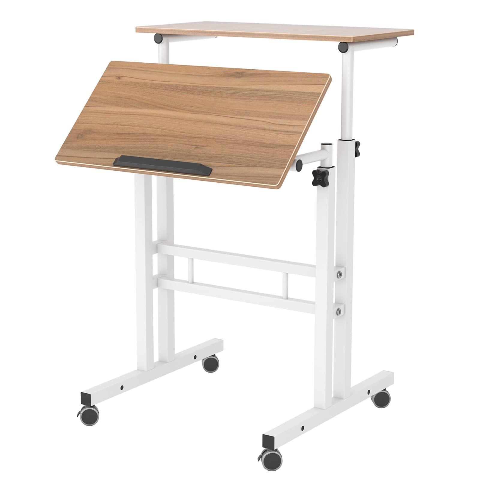 Adjustable Mobile Standing Desk with Wheels - Oak 101-OK for Home & Office Workspace