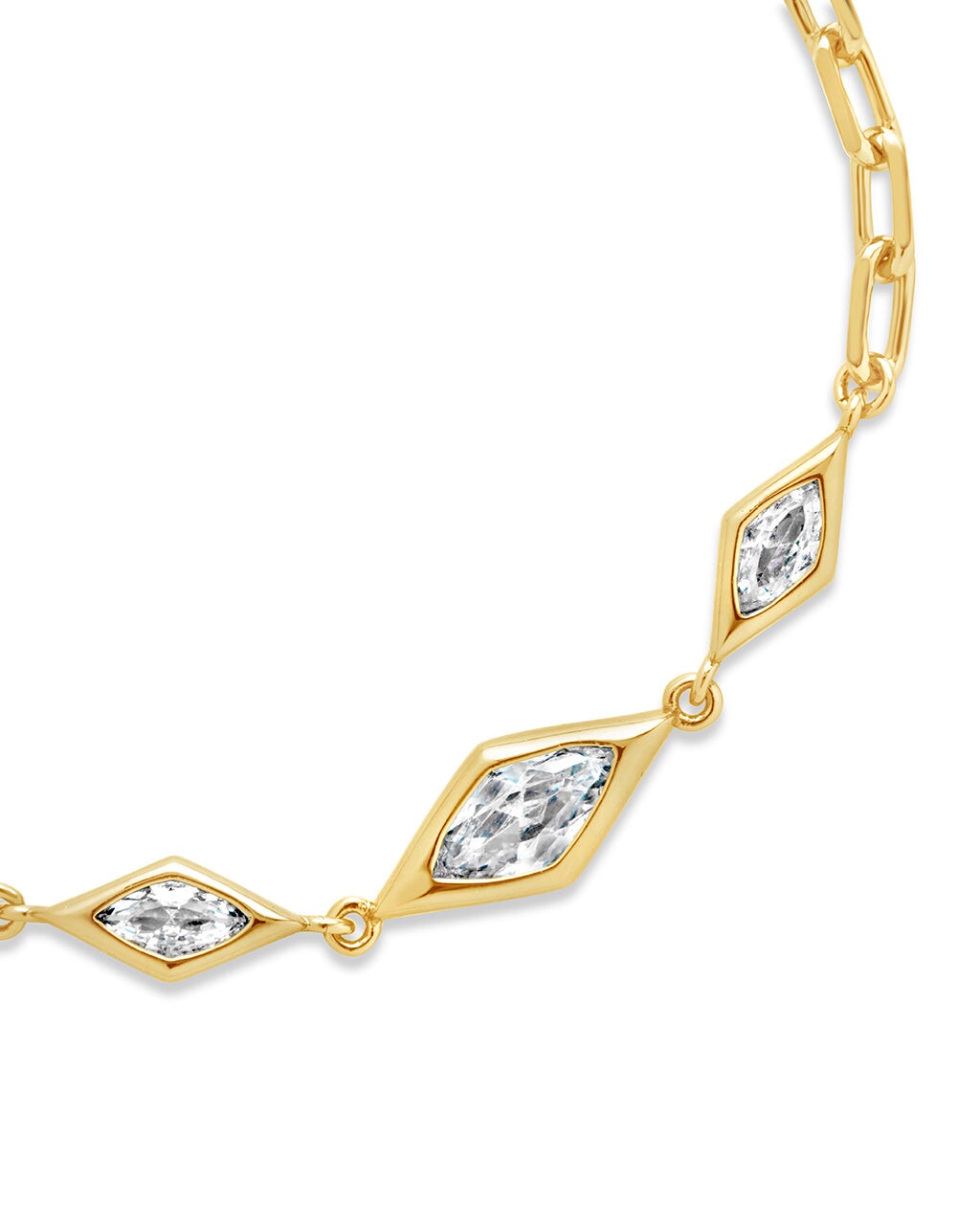 Lissie CZ Station Chain Bracelet for Women - Elegant Cubic Zirconia Tennis Bracelet, Dainty Gold Plated Jewelry Gift for Her - Perfect for Parties, Weddings & Everyday Wear
