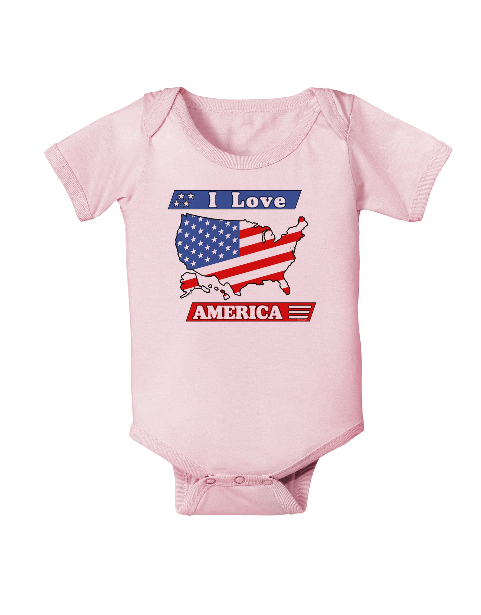 TooLoud Patriotic Baby Bodysuit - I Love America Infant Onesie for Boys & Girls | Perfect for 4th of July, Memorial Day & Family Photos