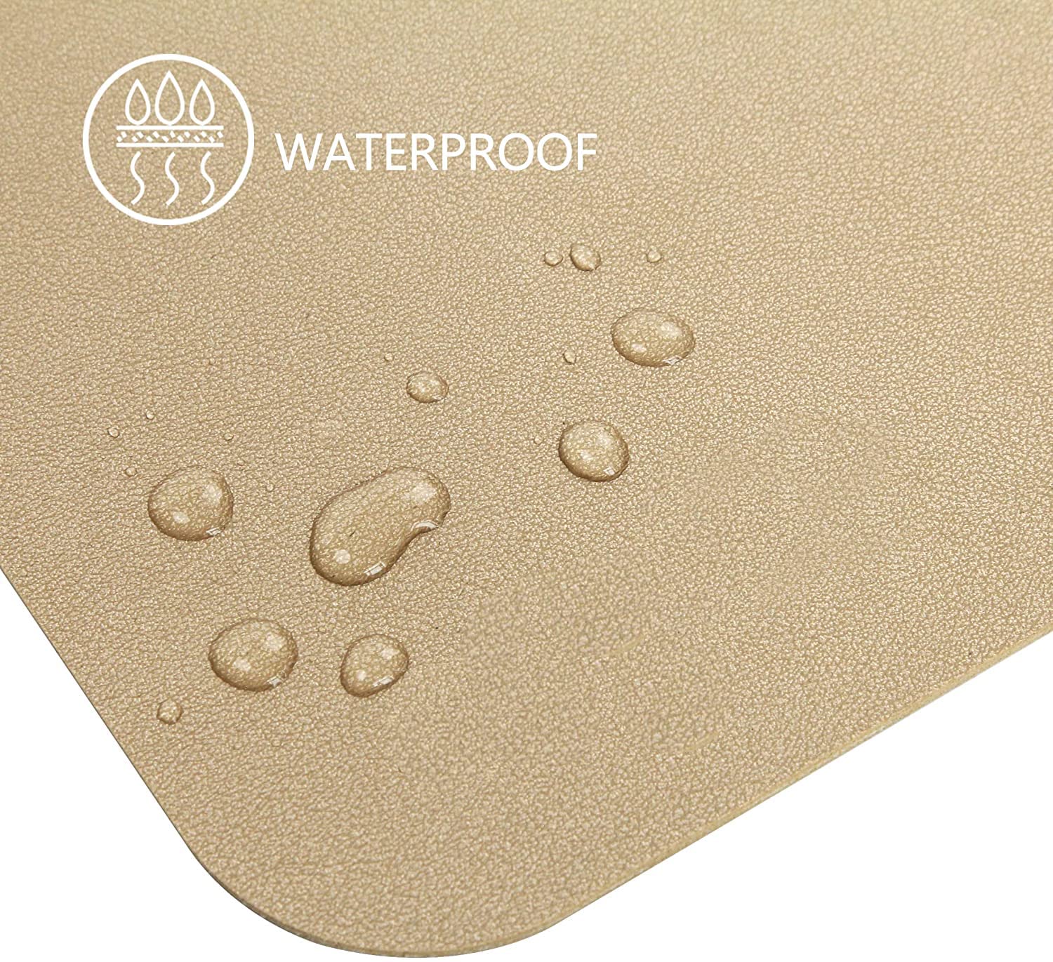 Premium HofferRuffer Faux Leather Desk Pad - Waterproof Office Desk Protector Mat for Keyboard & Mouse, Dual-Sided Design for Home & Office Use (Gold, 31.5