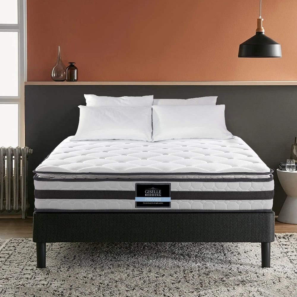 Giselle Bedding 21cm Mattress Pillow Top King Size - Premium Comfort for Back Pain Relief & Pressure Relief - Perfect for Master Bedroom, Guest Room & Hotel Use