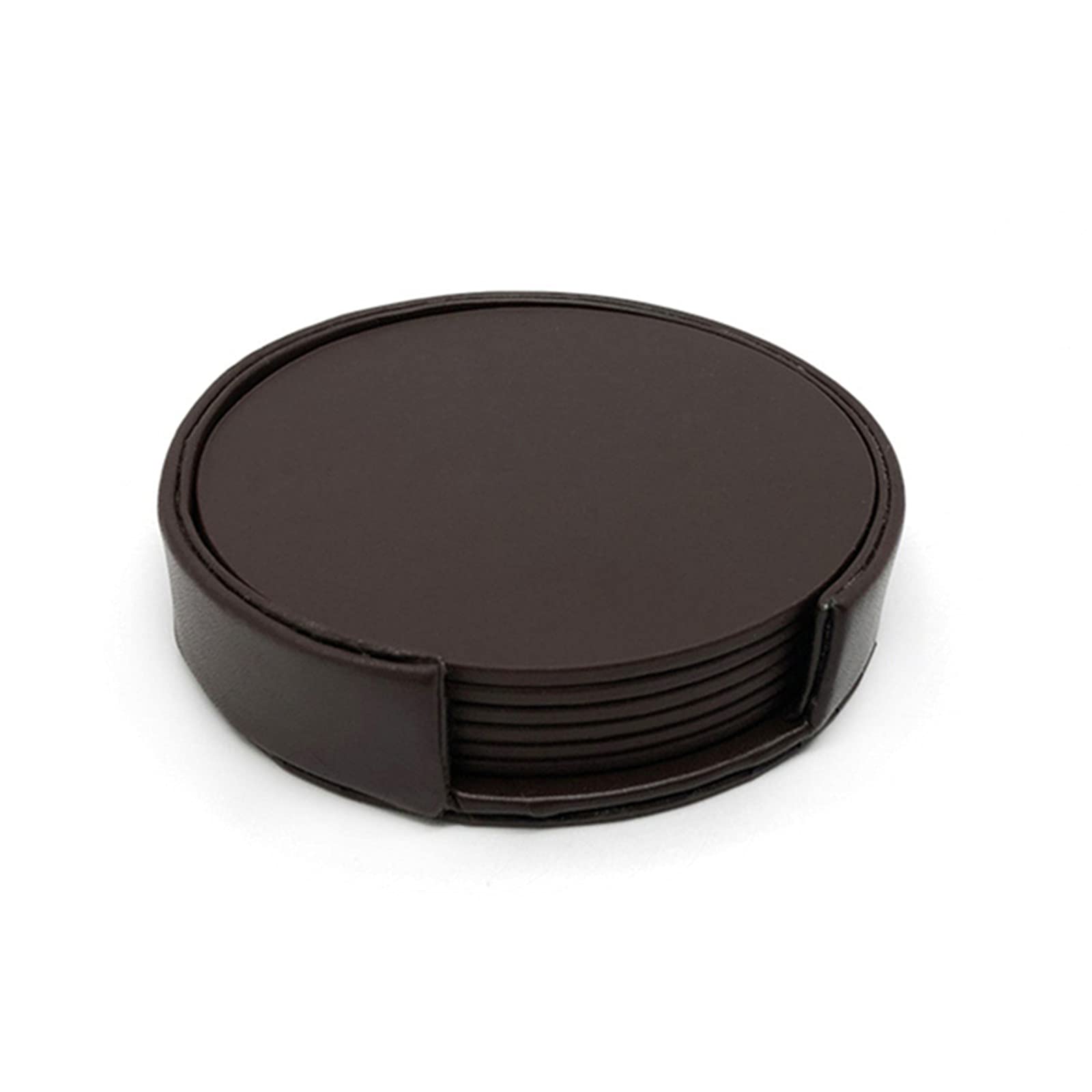 6-Pack PU Leather Marble Coasters - Non-Slip Drink Coaster Set for Coffee, Tea & Bar - Waterproof & Easy Clean Table Protectors (Round, Style 3) - Perfect for Home, Office & Restaurant Use