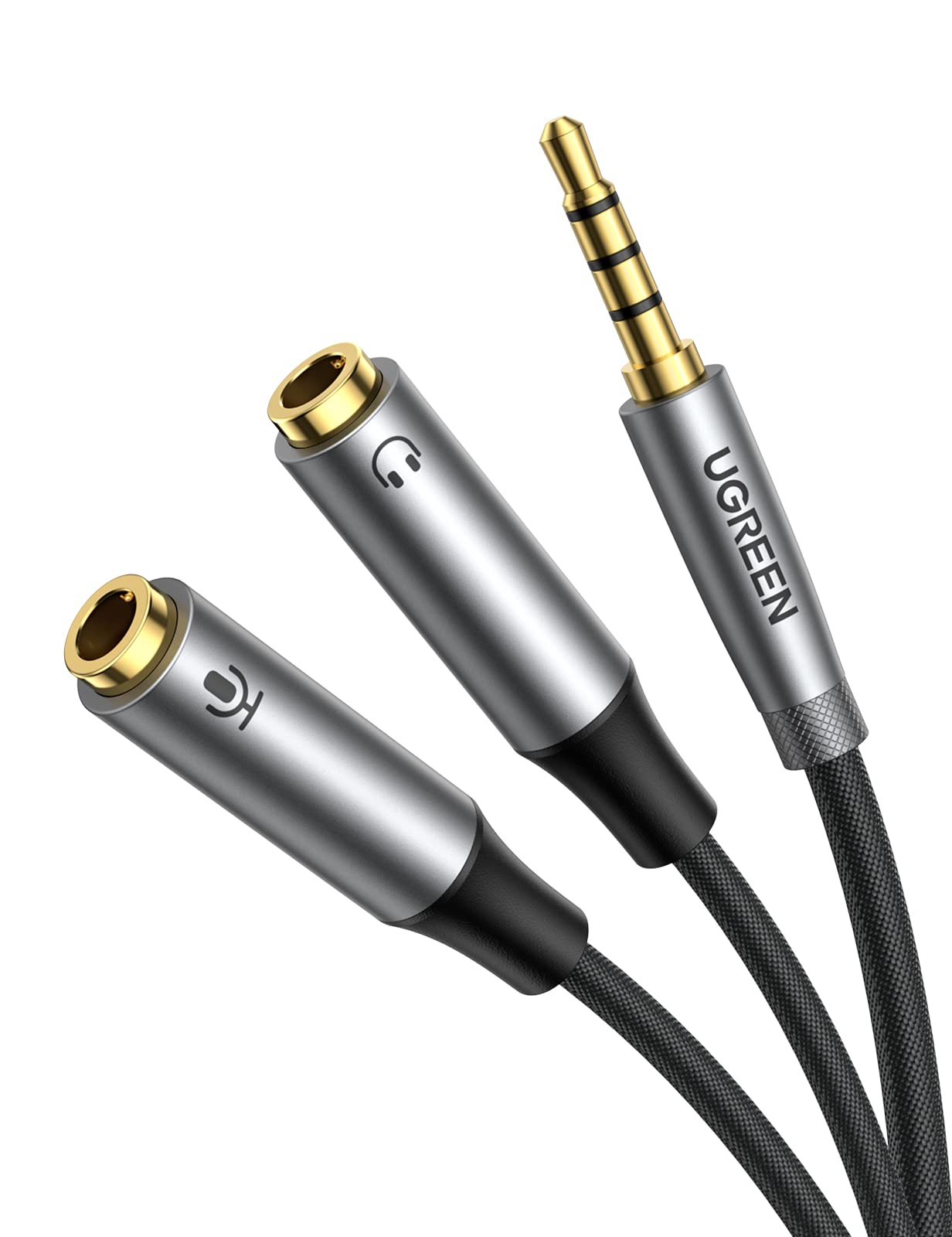 UGREEN 3.5mm TRRS Headphone Splitter - 2 Female to 1 Male Audio Mic Y Adapter with Braided Cable | Compatible with PS5, PS4, Xbox One Controller, Smartphones, Gaming Headsets & Speakers | Perfect for Multiplayer Gaming, Music Sharing & Conference Calls
