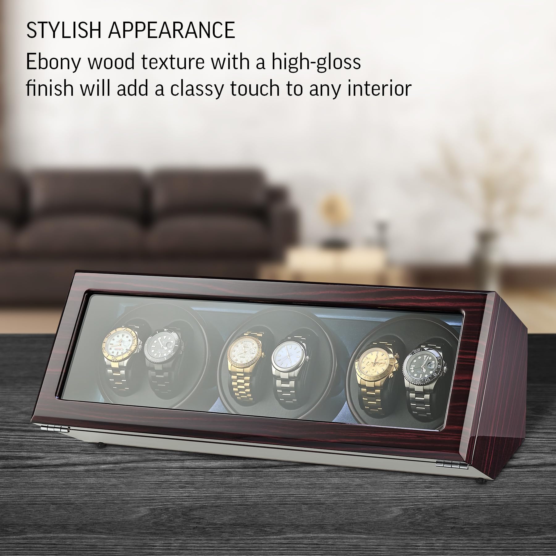 Premium TIMECUBE Automatic Watch Winder for 6 Watches - 15 Custom Winding Programs with LED Display | Perfect for Watch Collectors & Luxury Timepiece Storage at Home/Office