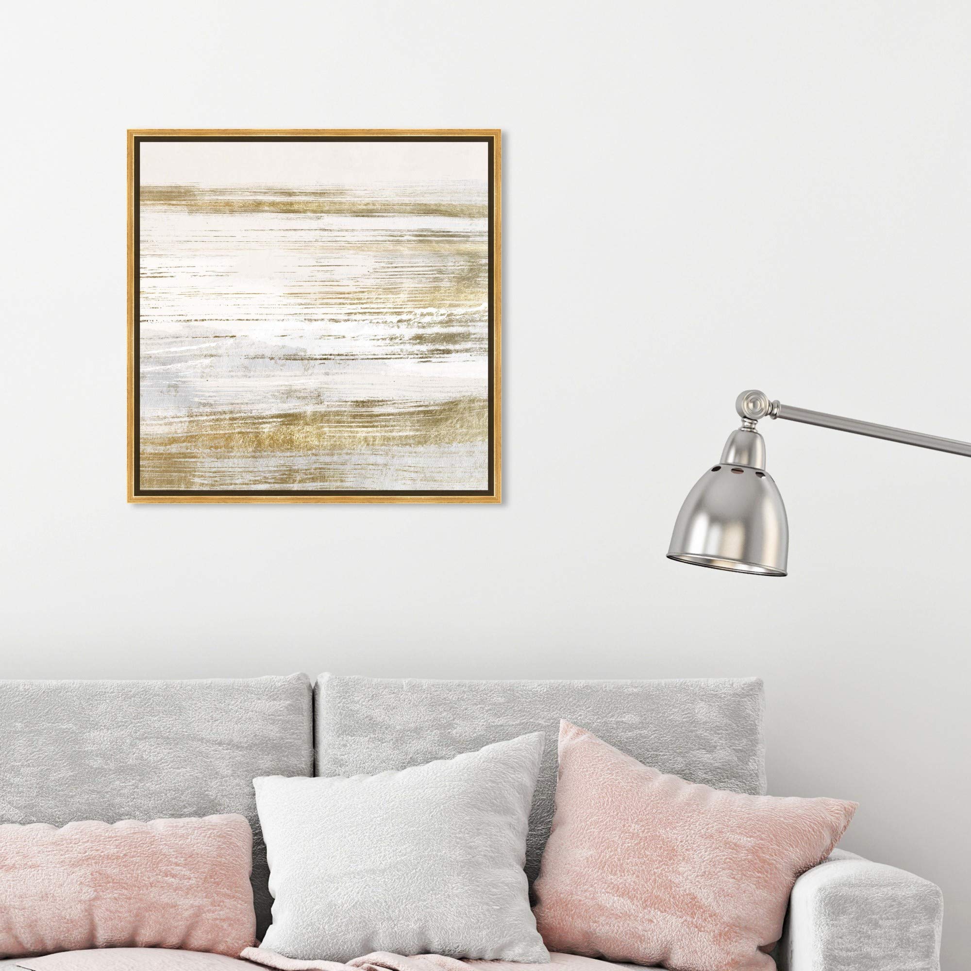 Abstract Wall Art Canvas Print 'Blush Romance' - 24x24 Inch Gold Framed Painting for Modern Home Decor | Perfect for Living Room, Bedroom & Office