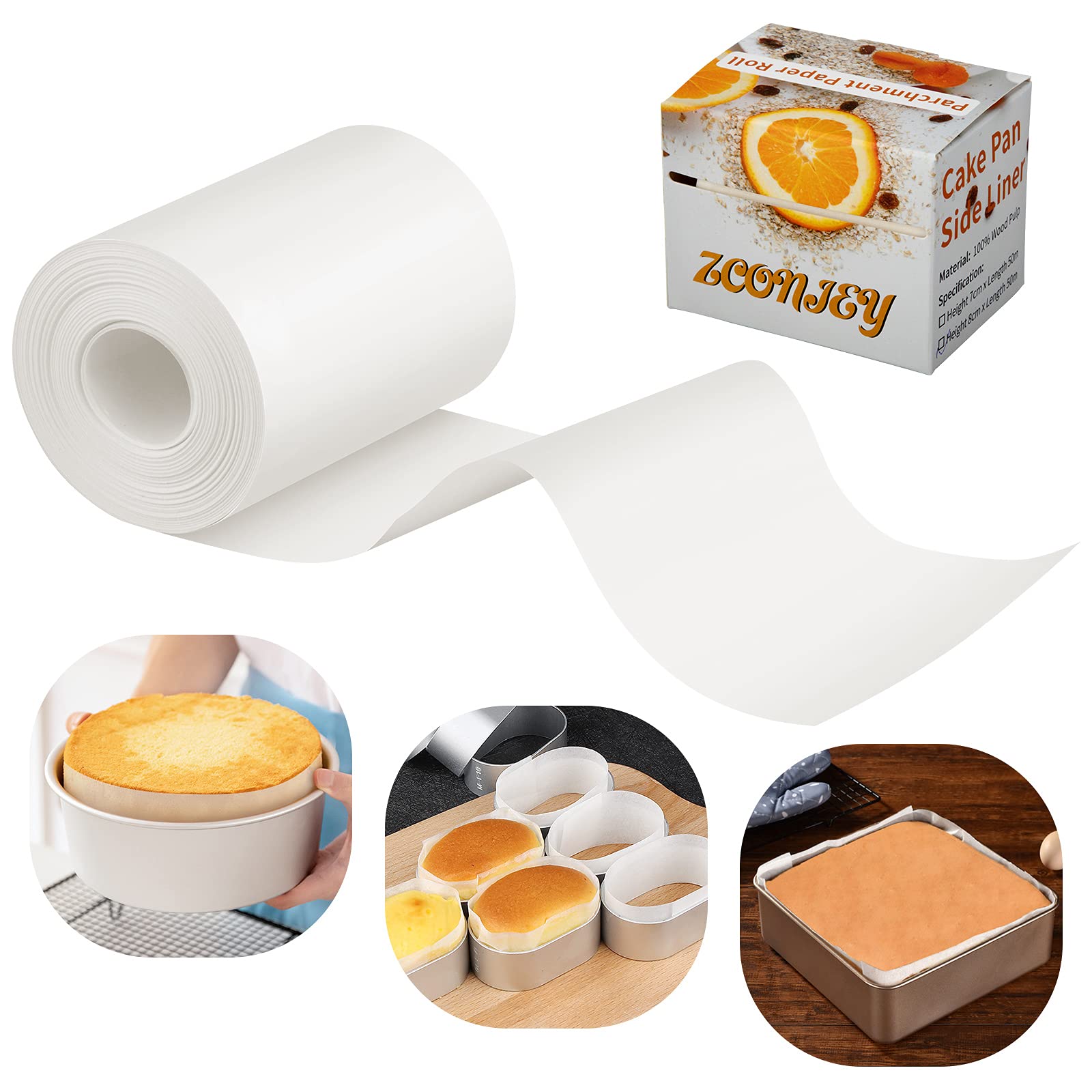 Non-Stick Baking Parchment Paper Strips for Round Cake Pans & Springform Pans - Pre-Cut Heat Resistant Liner for Cheesecake, Cakes & Baking | 2 Size Options | Perfect for Home Baking, Professional Kitchens & Cake Decorating