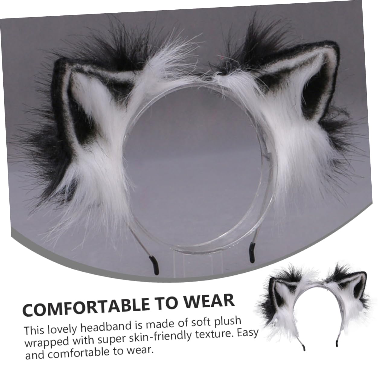 Minkissy 3-Piece Animal Ear Headband Set - Plush Fox Ears Headband for Cosplay, Halloween, and Parties - Handmade Soft Fabric Headwear for Adults, Women & Men - Perfect for Anime Conventions, Costume Events, and Themed Celebrations (White)