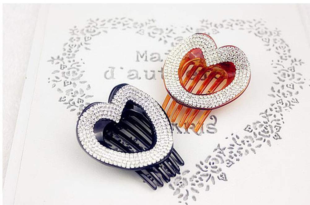 Elegant Rhinestone Hair Comb Clip for Women - Crystal Hairpin, Hair Buckle & Hairgrip Headwear (Heart Black) | Perfect for Weddings, Prom, Parties & Special Occasions