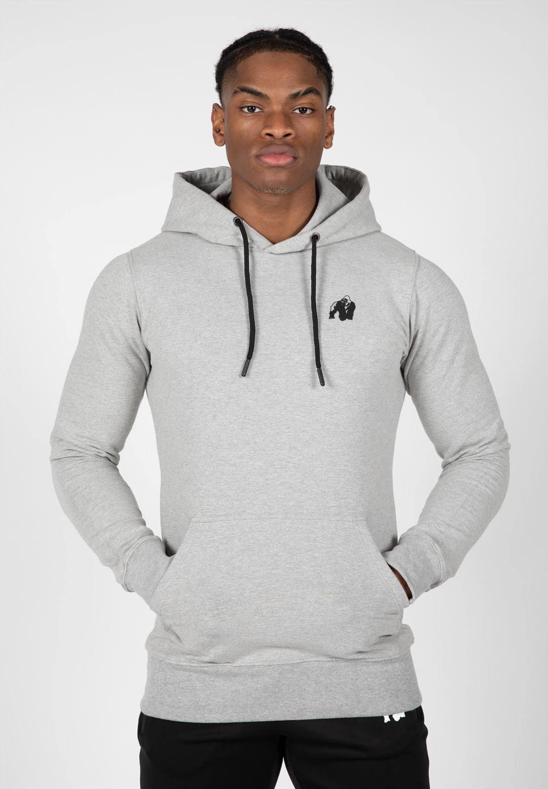 GORILLA WEAR Palmer Hoodie for Men & Women - Lightweight Cotton Pullover with Kangaroo Pocket - Perfect for Gym, Running, and Casual Wear (Gray)