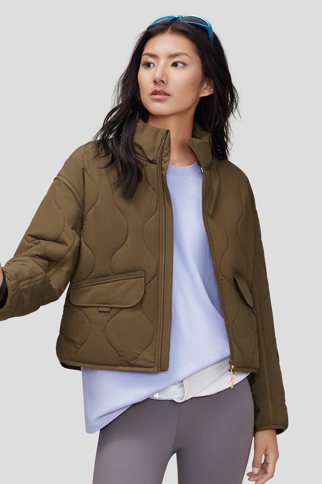Lightweight Quilted Jacket for Women with Stand Collar - Stylish Outerwear for Fall & Winter, Perfect for Casual Outings, Travel and Outdoor Activities