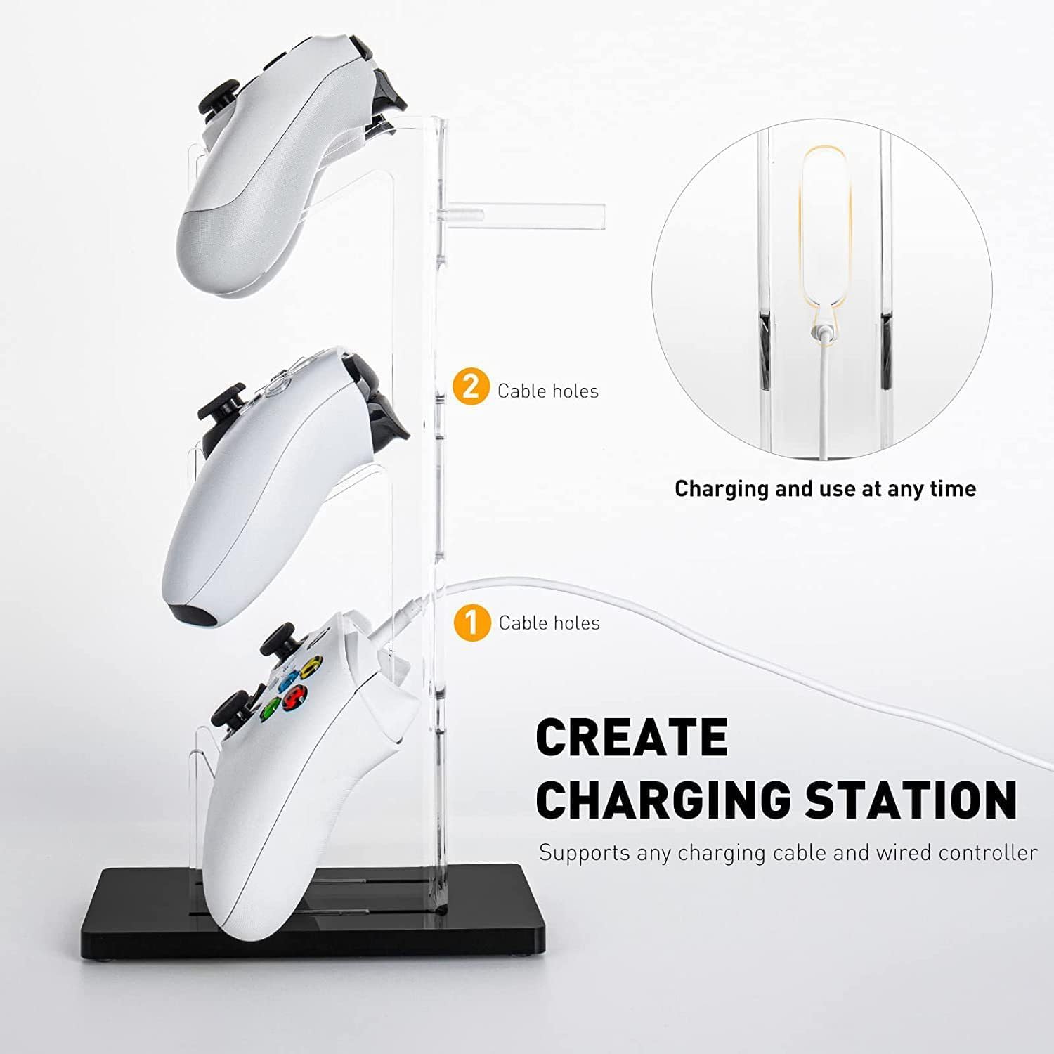 Premium 3-Tier Gaming Controller Holder & Headset Stand - Compatible with PS5, PS4, Xbox One, Nintendo Switch & Steam - Organize Your Gaming Setup - Perfect for Gaming Rooms, Bedrooms & Streamer Stations