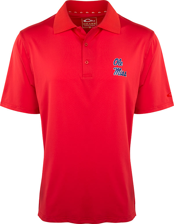 Ole Miss Performance Stretch Polo Shirt for Men - Moisture Wicking, Breathable & Comfortable - Perfect for Golf, Work & Casual Wear