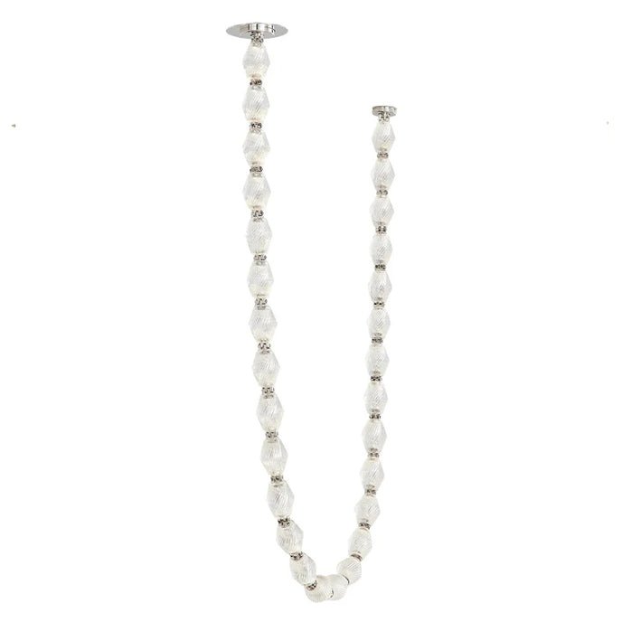 Elegant Glass Chain Chandelier - Modern Crystal Pendant Lighting Fixture for Dining Room, Bedroom, or Living Room Decor