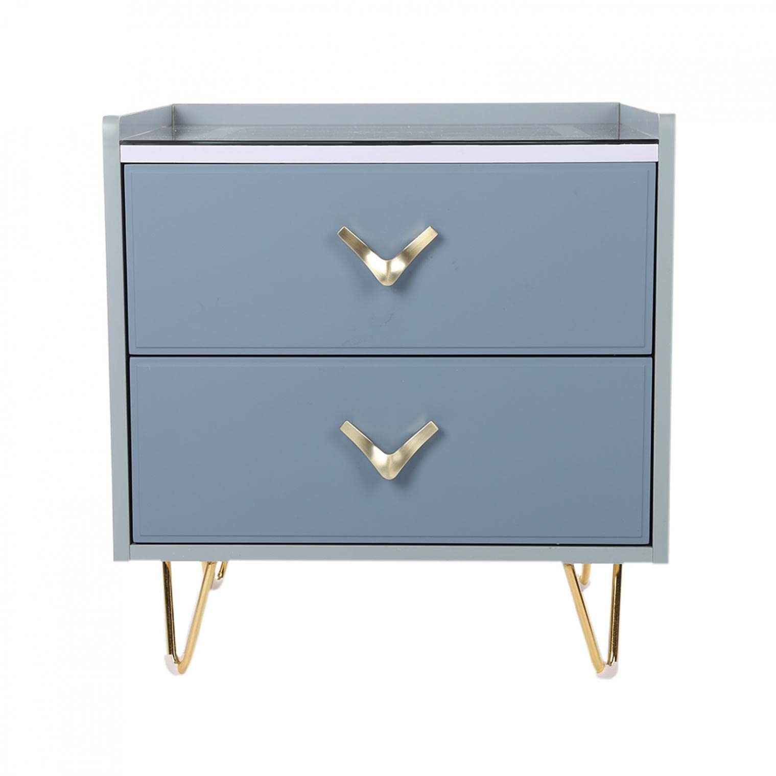 Sanamity Mid Century Modern Nightstand - Blue Storage End Table with Drawers, Craft & Kitchen Decor | Perfect for Bedroom, Living Room & Small Space Organization