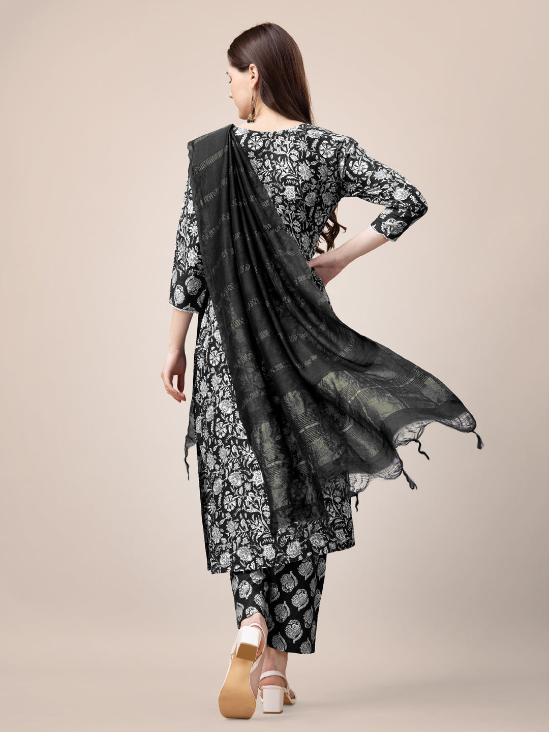 Stylish Black Embroidered Pant Suit with Fancy Lace Detailing - Elegant Women's Formal Wear for Weddings, Parties & Office Events