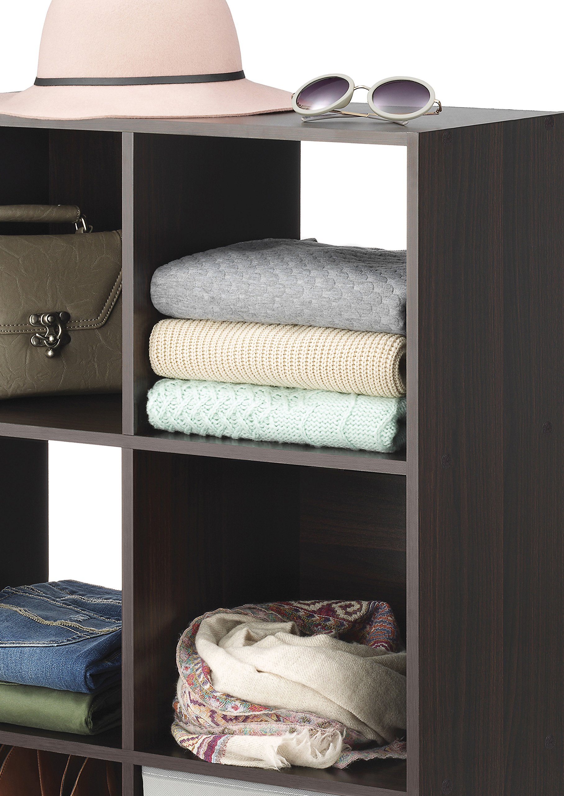 Whitmor 9 Cube Storage Organizer Shelf - Espresso Finish, Closet & Home Organization for Bedroom, Living Room, Office - Perfect for Storing Toys, Books, Shoes & Decor