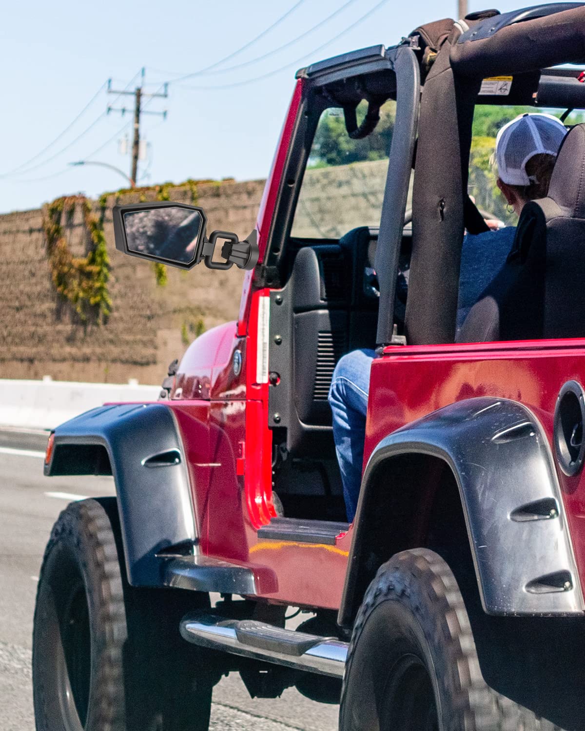 1997-2018 Jeep Wrangler JK TJ Side Mirrors - Anti-Shake Quick Install with Black/Orange/Blue/Red Inserts for Doors Off Safe Driving (Does Not Fit JL) | Off-Roading & Adventure Accessories