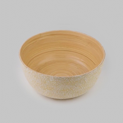 Bambuddha 51 oz Large Bamboo Salad Bowl - Round Beige Spun Bamboo Serving Bowl for Salads, Fruits, Pasta - Extra Large 13.5