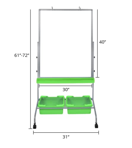 Adjustable Mobile Whiteboard & Flipchart Easel with Storage Bins & Chart Hooks - Portable Standing Desk Whiteboard for Office, Classroom & Home Workspace Organization