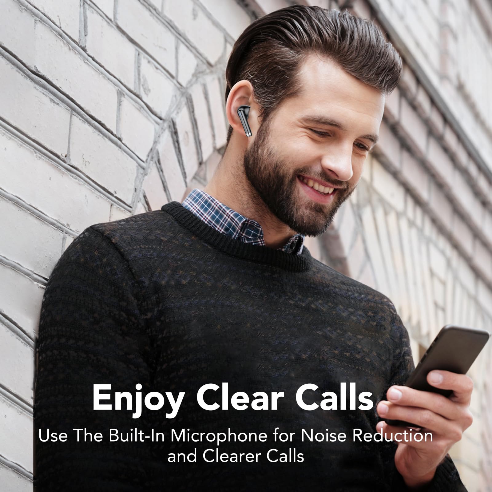 Wireless Bluetooth Headphones 5.3 with ENC Noise Cancelling Mic, Hi-Fi Stereo Sound, 50H Playtime, LED Display & IPX7 Waterproof - Perfect for Gym, Running, Travel & Work Calls