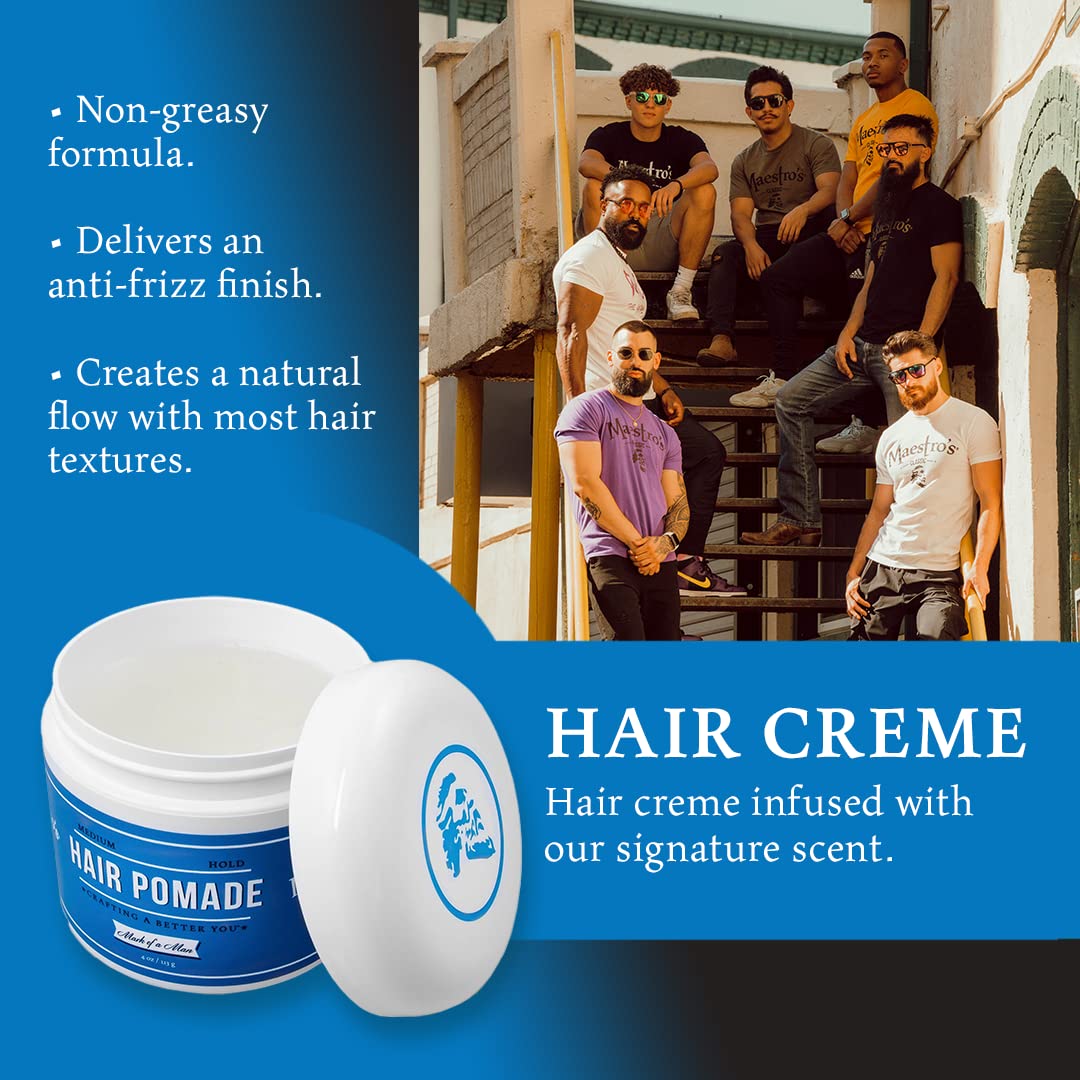 Maestro's Classic Hair Pomade - Strong Hold Styling Wax for Men, 4 oz | Perfect for Slick Back, Pompadour & Vintage Hairstyles