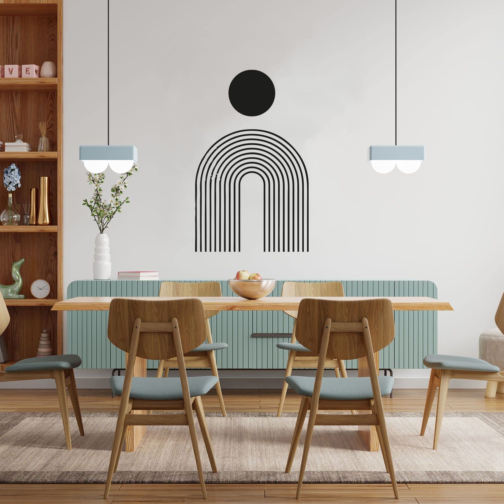 Rainbow Arch Circle Boho Abstract Modern Wall Decal - Self-Adhesive Vinyl Sticker for Kids Room, Nursery, Bedroom Decor - Fun Home Art Decal (30x20 inches) - Perfect for Girls & Boys Bedrooms, Playrooms and DIY Wall Decor Projects