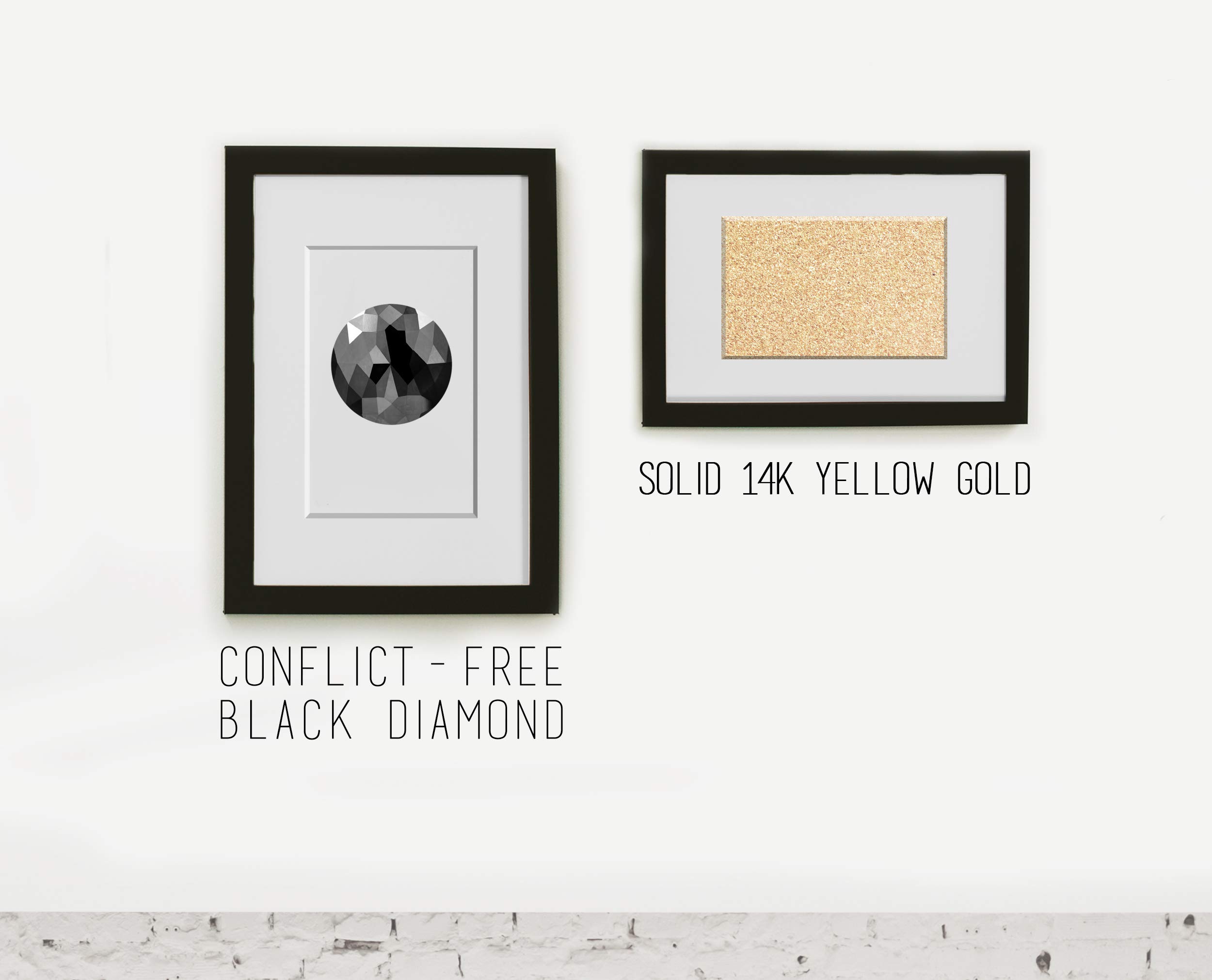 Black Diamond Heart Stud Earrings - Dainty Gold Stackable Small Earrings - Black Tourmaline April Birthstone Alternative - Multiple Piercing Jewelry for Everyday Wear & Special Occasions