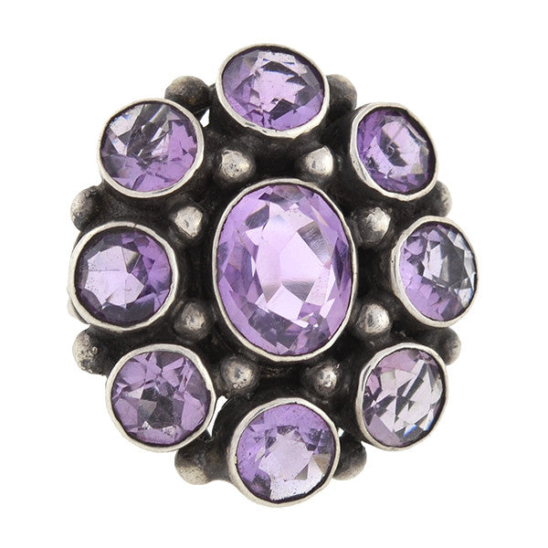 Vintage Sterling Silver Amethyst Cluster Ring - Elegant Bohemian Jewelry for Women, Perfect for Weddings, Parties & Everyday Wear