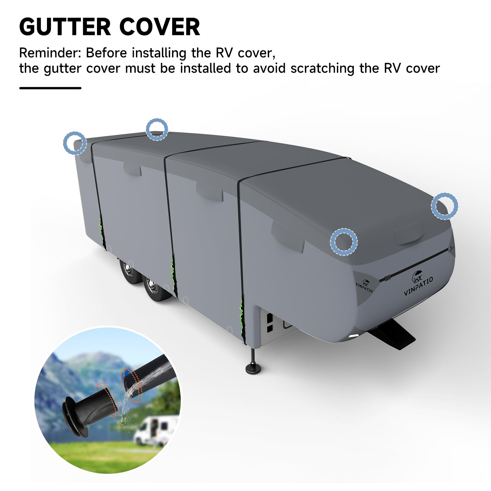 5th Wheel RV Cover Heavy Duty 7-Layer Extra-Thick Waterproof Windproof UV Protection - Fits 28' to 31' Trailers with Gutter Cover & 2 Bonus Straps - Perfect for Winter Storage, Storm Protection & Long-Term Outdoor Parking