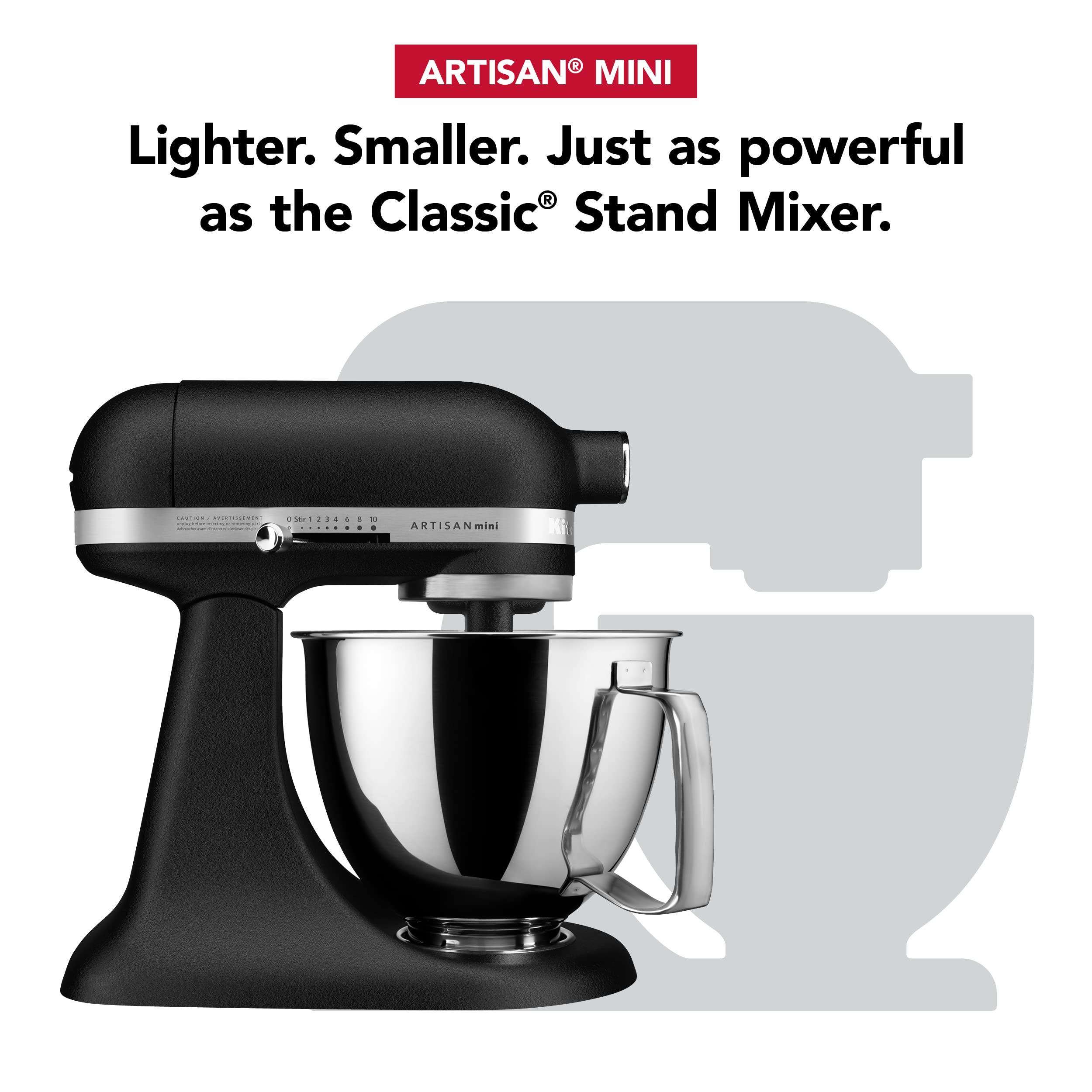 KitchenAid Artisan Mini 3.5 Quart Tilt-Head Stand Mixer - KSM3316X - Cast Iron Black | Compact Baking Mixer for Cookies, Cakes & Dough | Perfect for Small Kitchens & Home Bakers