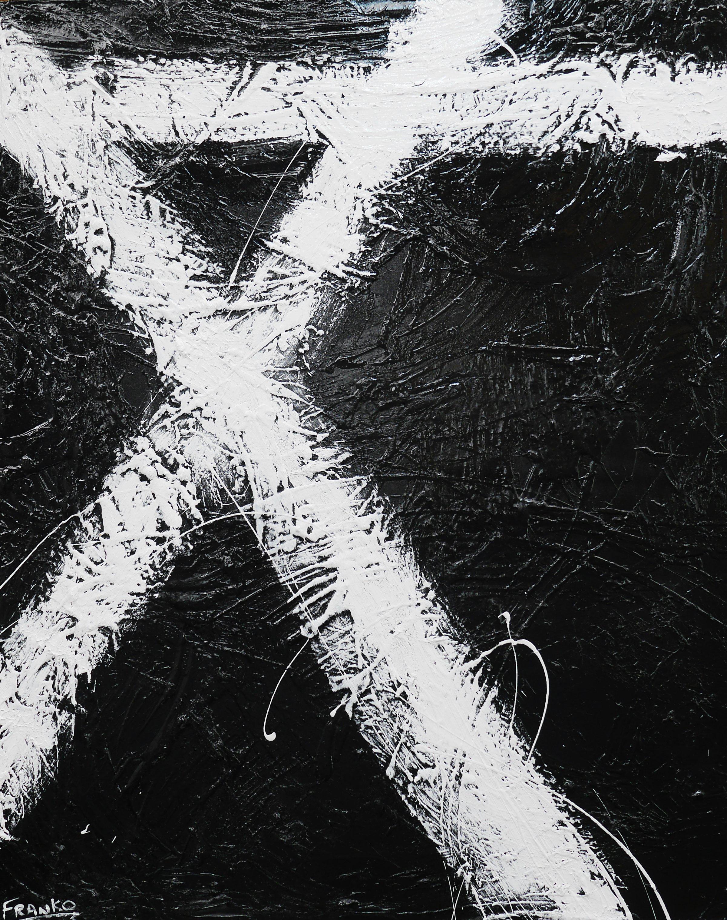 Black Tango 120cm x 150cm White Black Abstract Canvas Wall Art - Modern Home Decor for Living Room, Bedroom & Office