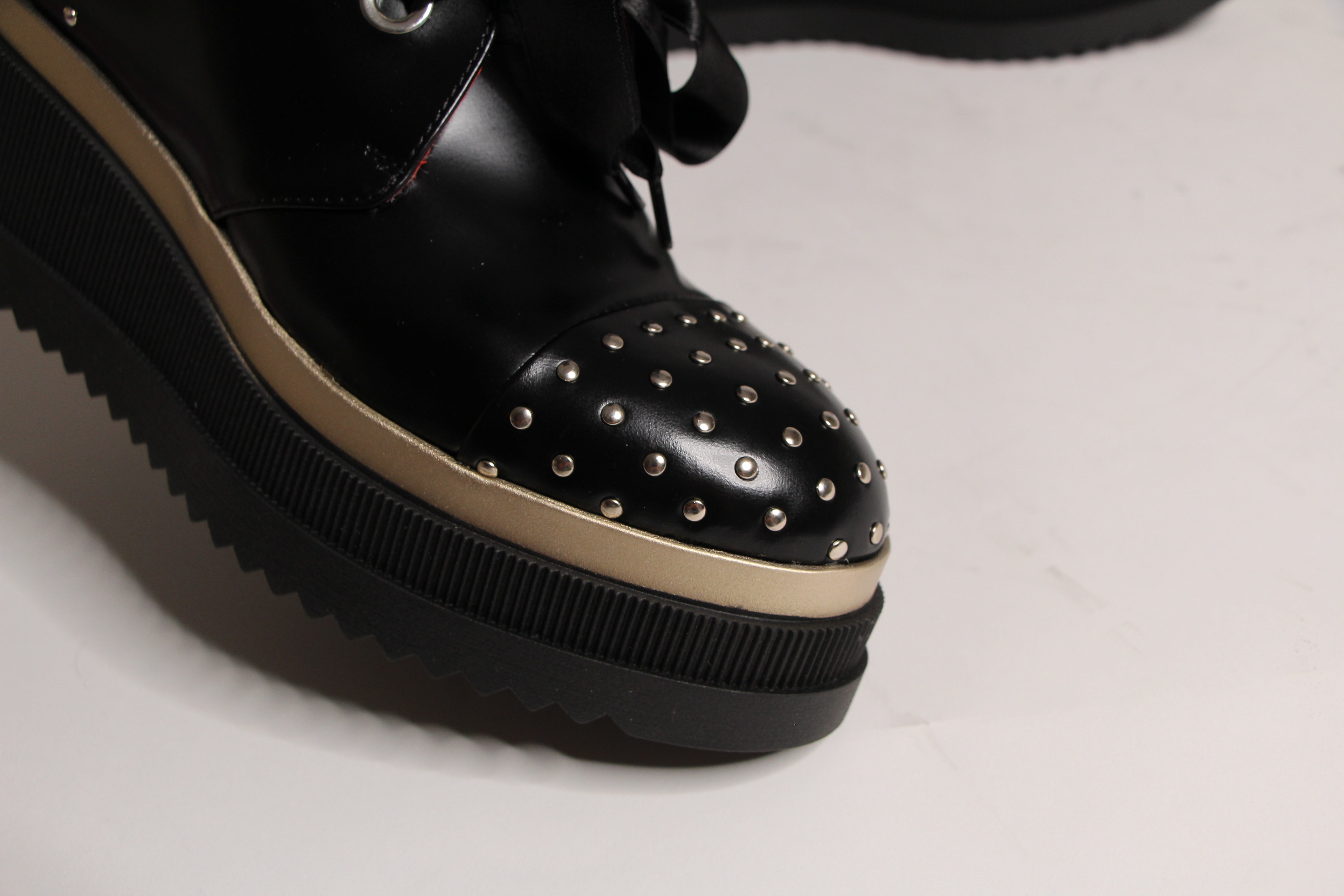 MARCO MOREO Black Leather Studded Platform Brogue G1990 - Stylish Punk Gothic Shoes for Men & Women | Perfect for Parties, Concerts & Alternative Fashion