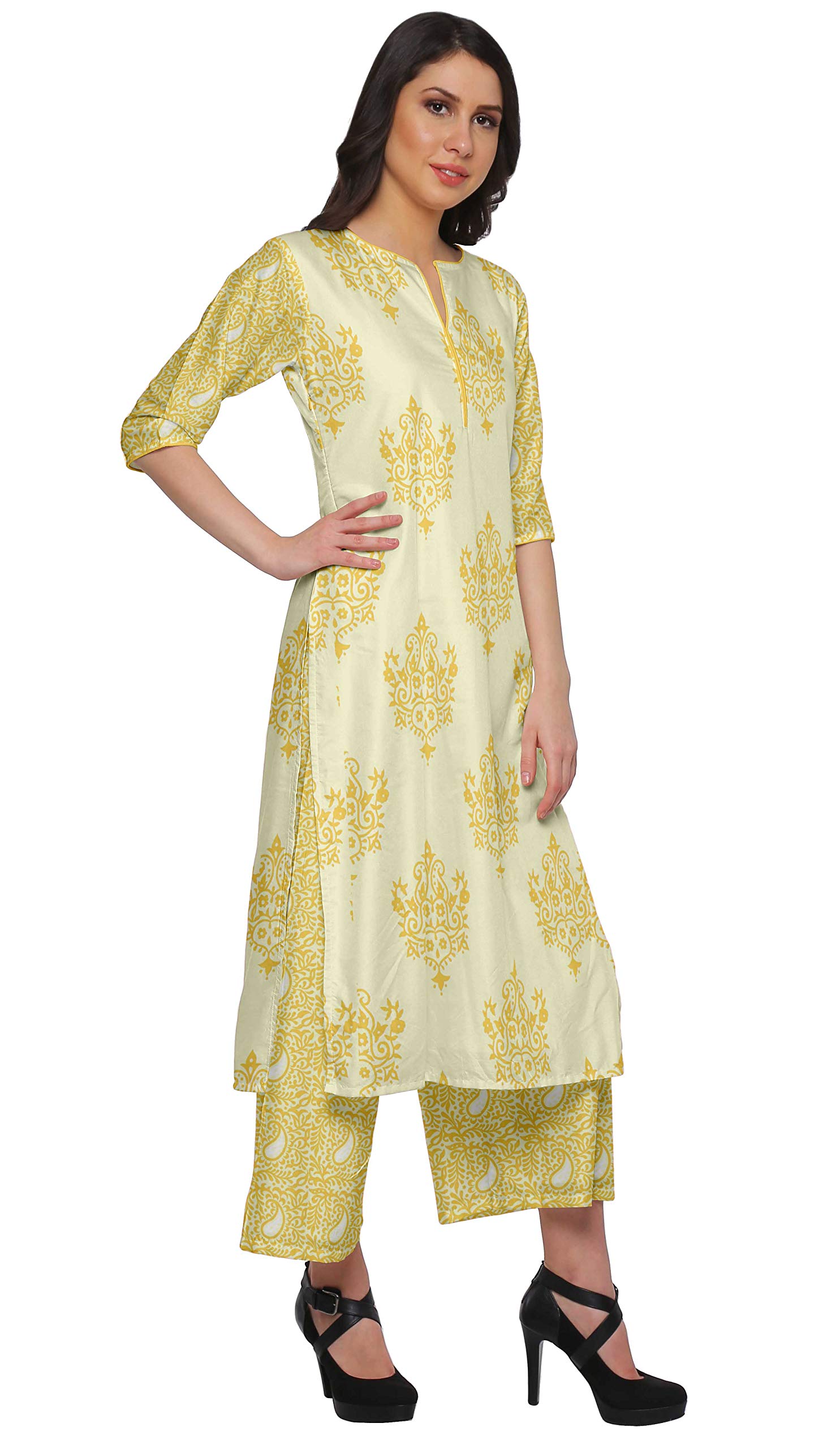 Stylish Moomaya Women's 2-Piece Palazzo Set | Flowy Ethnic Dress Outfit for Casual Wear | Perfect for Summer, Vacations & Boho Fashion