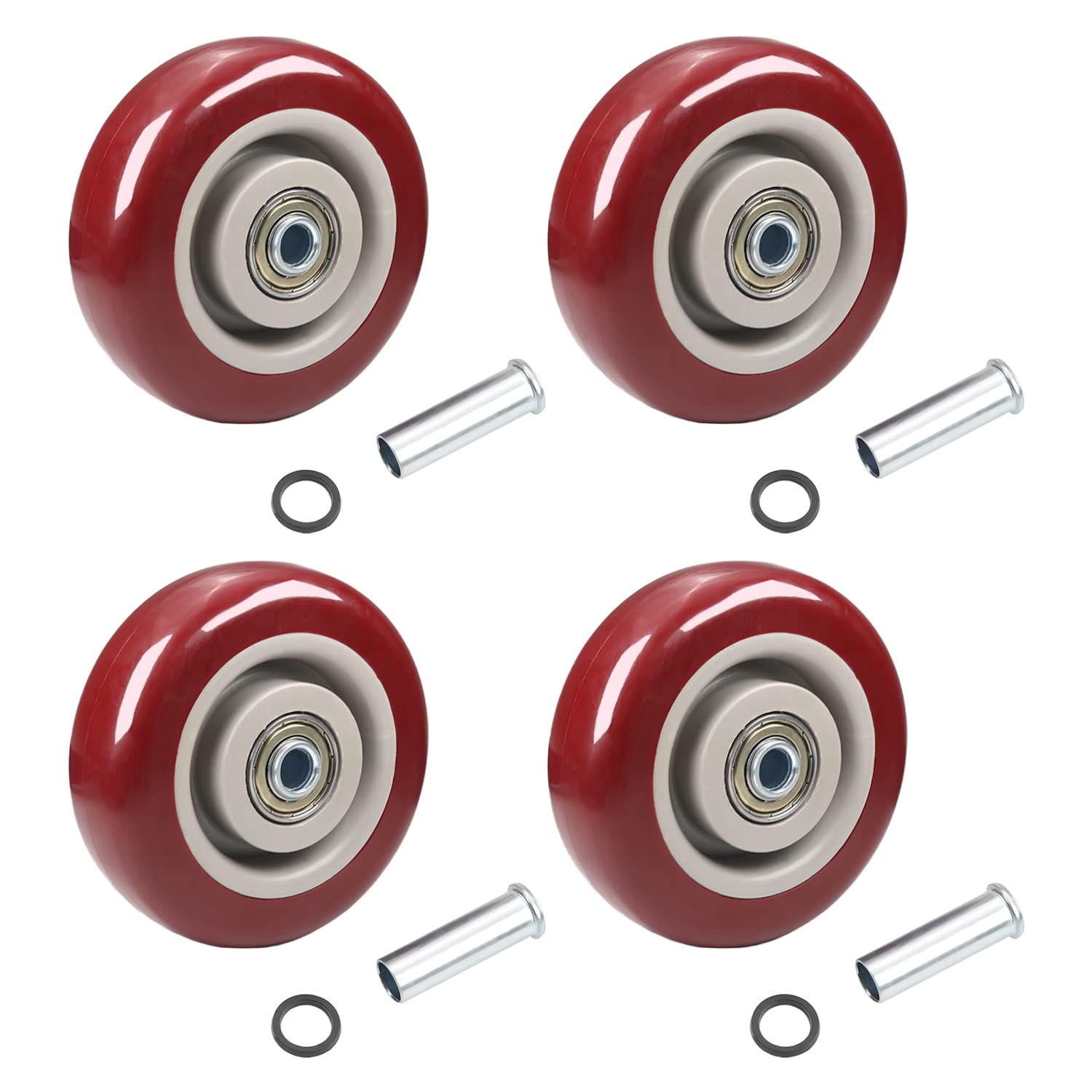 4 Inch Heavy Duty PU Caster Wheels 4Pcs - 3/8